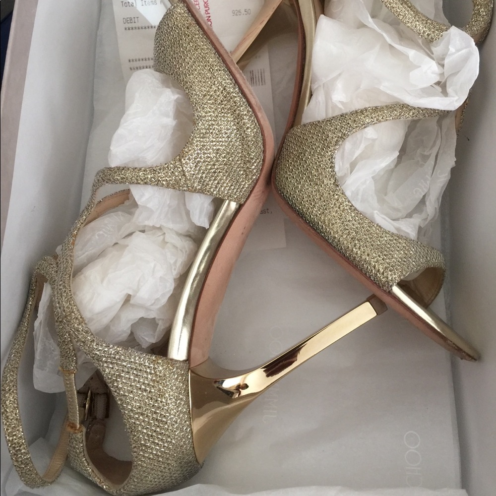 Jimmy Choo Lang Lame Glitter Gold 36